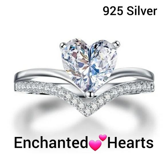 HEART-SHAPED LAB-CREATED SAPPHIRE RING IN STERLING SILVER - Picture 1 of 7